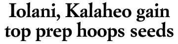 Iolani, Kalaheo gain top prep hoops seeds