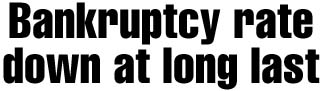 Bankruptcy rate down at long last