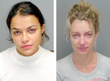 27, left, and Cynthia M. Watros, 37, are shown in police mug shots after be...