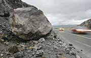 Rock on roadside