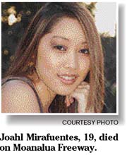 COURTESY PHOTO - Joahl Mirafuentes, 19, died on Moanalua Freeway.