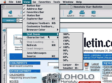 Macintosh Internet Explorer font size