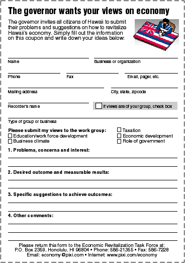 Economic Summit survey form