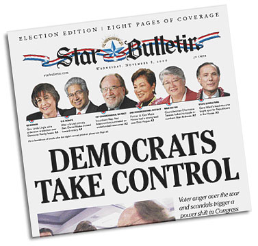 Democrats Take Control newspaper headline