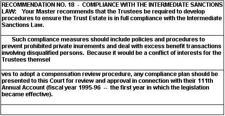 RECOMMENDATION NO. 18 - COMPLIANCE WITH THE INTERMEDIATE SANCTIONS LAW:...